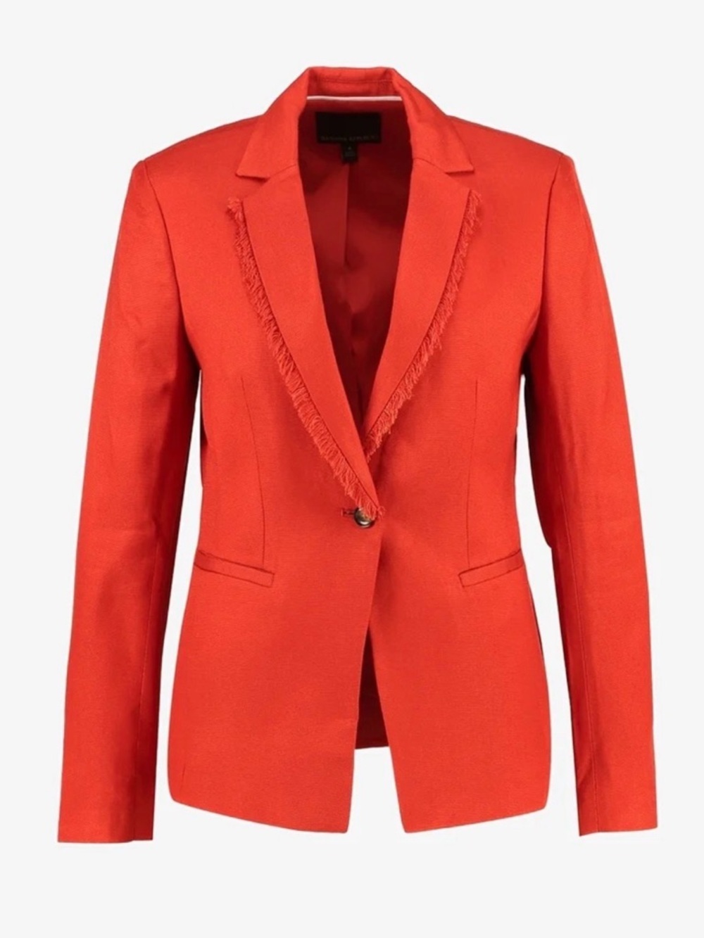 Banana Republic Blazer Suit Rust Orange Fringe Tortoise Button Womens 10 Med